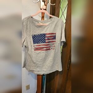 Gray American Flag Women's T-Shirt